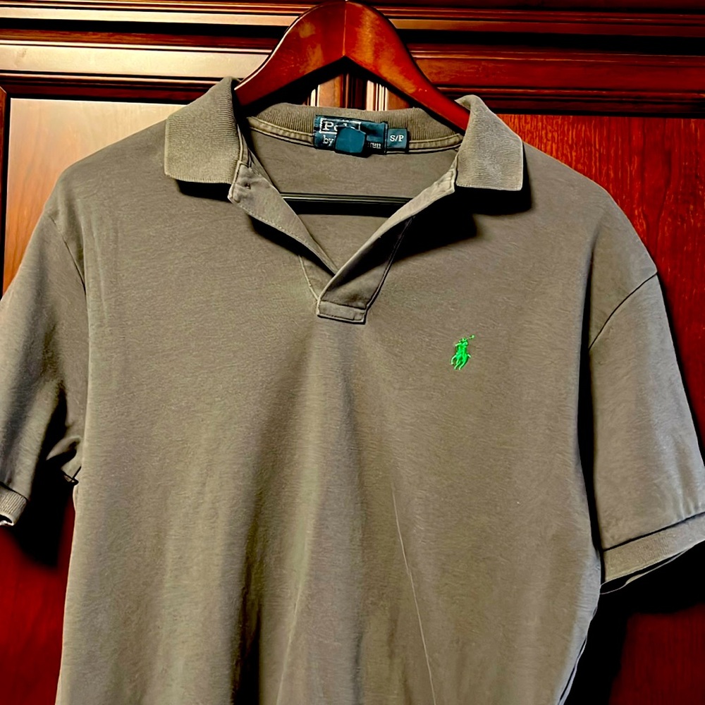 Polo by Ralph Lauren Classic Men's Gray Polo 100% Shirt with Green Polo Rider!